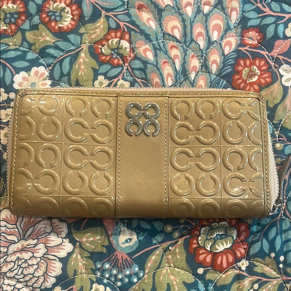 Coach gold Embossed Logo envelope Wallet